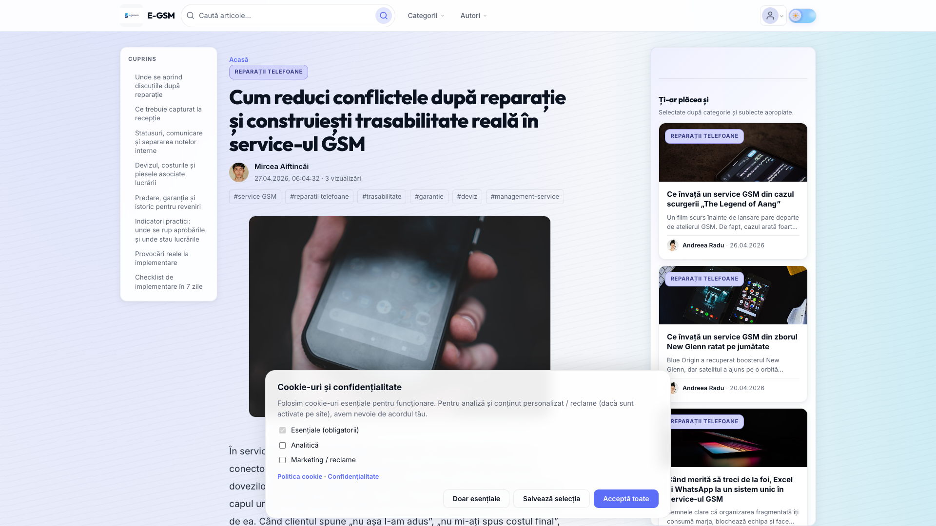 Captură ecran E-GSM — Trafic organic cu redactori AI — imagine 5