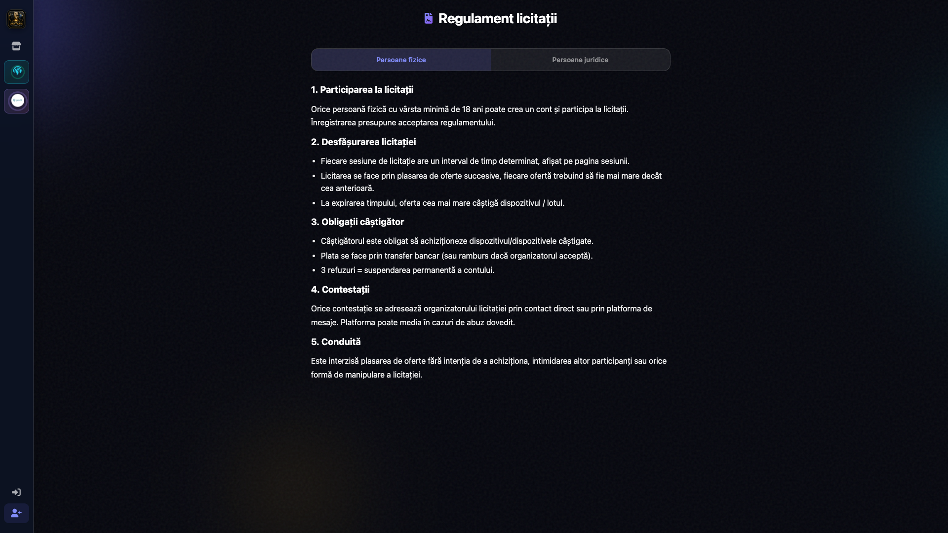 Captură ecran Licitație GSM — imagine 9